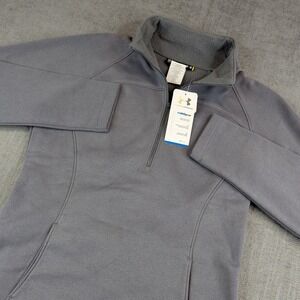 Under Armour Quarter Zip Womens M Gray Fleece ColdGear Pullover Sweater NWT